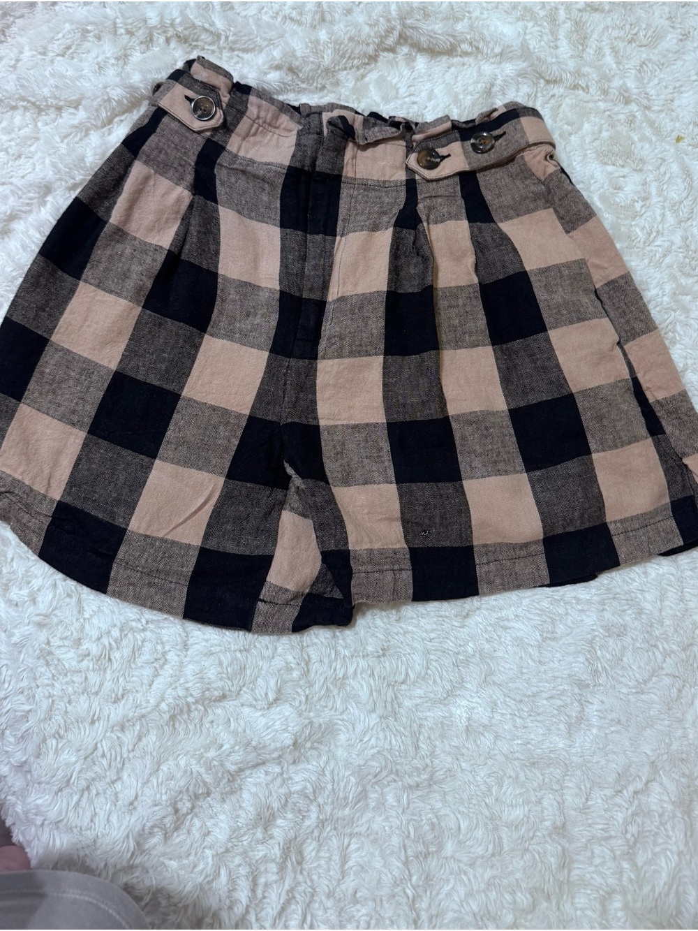 Who What Wear Black & Tan Checked High-Waist Shorts - Picture 2 of 8
